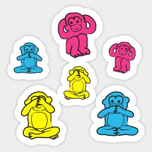 Colorful monkeys over white Sticker